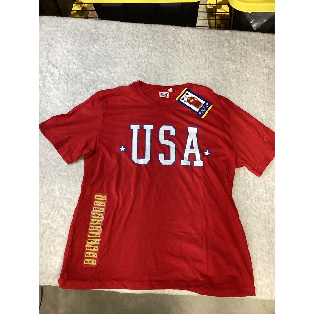 Spirit of America USA Americana Tee Red Short Sleeve‎ Graphic T-Shirt Medium NWT